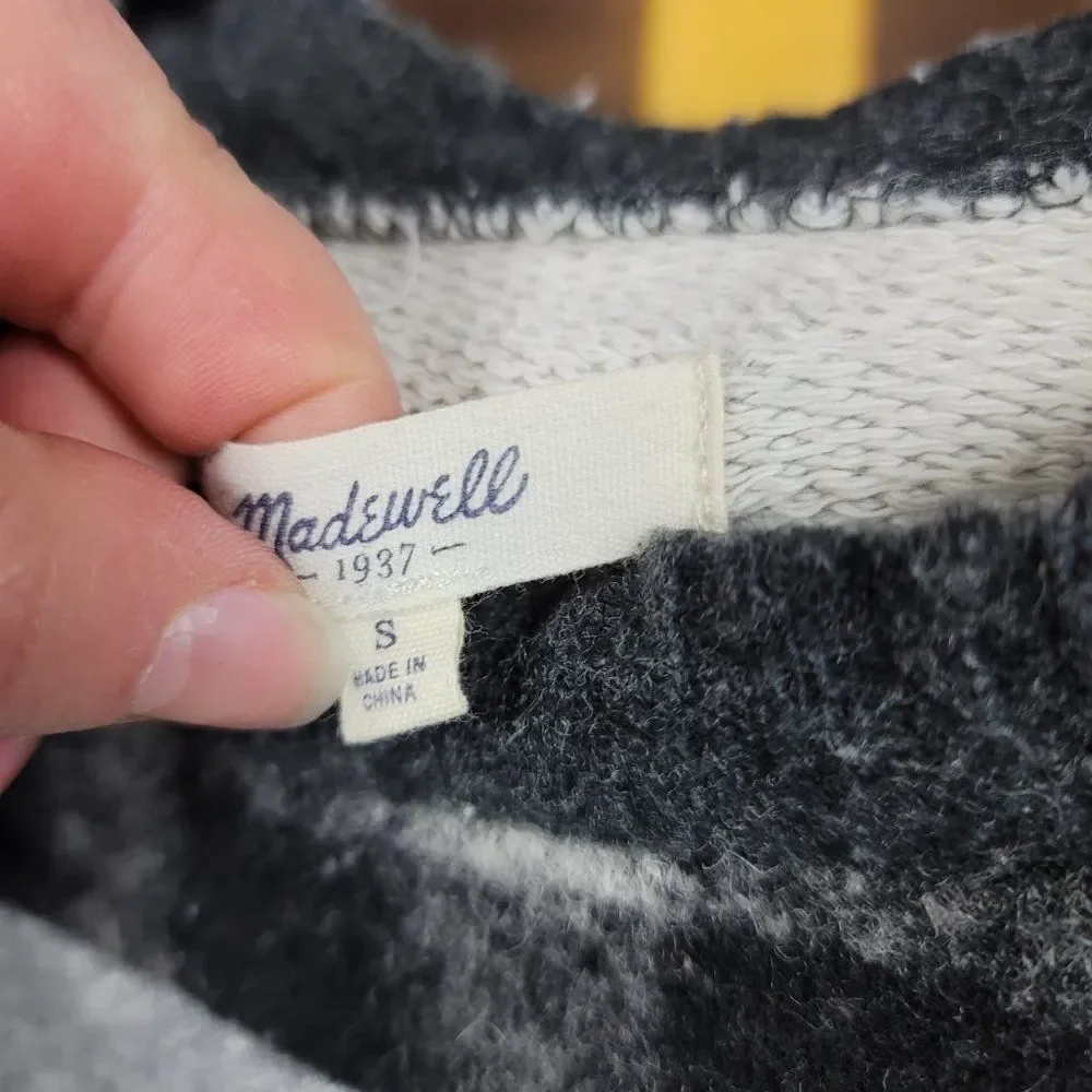 Madewell mixed media buffalo check healther gray wool top sweater size S